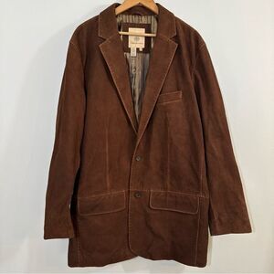 TERRITORY AHEAD Mens Leather Suede Blazer Sport Coat Casual Jacket Size 48L Suit